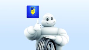 Bibendum Michelin che indica il logo Mastro